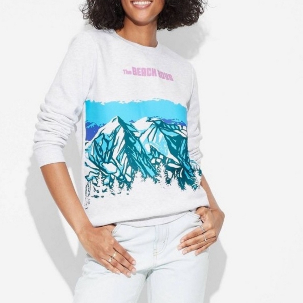 The Beach Boys Mountain Graphic Sweatshirt  Gray NWT